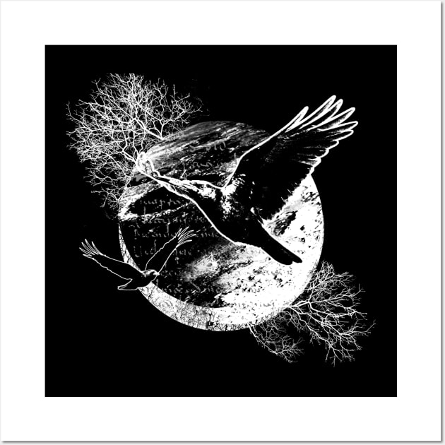 Flying Moon Raven Wall Art by Esoteric Origins